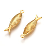 304 Stainless Steel Pendant, Fish, Golden, 21x6x2.5mm, Hole: 1.5mm, 10pc/Set