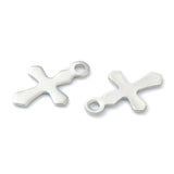 Non-Tarnish 304 Stainless Steel Tiny Cross Charms, Laser Cut, Stainless Steel Color, 9x6x0.4mm, Hole: 0.9mm, 50pc/Set