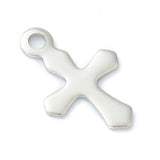 Non-Tarnish 304 Stainless Steel Tiny Cross Charms, Laser Cut, Stainless Steel Color, 9x6x0.4mm, Hole: 0.9mm, 50pc/Set