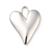 Non-Tarnish 304 Stainless Steel Pendants, Heart Charms, Stainless Steel Color, 33x25x3mm, Hole: 11.5x4.5mm, 20pc/Set