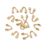 304 Surgical Stainless Steel Wire Guardian and Protectors, Real 18K Gold Plated, Hole: 1mm, 4.7~5x5.5x1.6mm, 100pc/Set