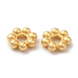 304 Stainless Steel Spacer Beads, Flower, Granulated Beads, Real 18K Gold Plated, 4x1.2mm, Hole: 1.4mm, 100pc/Set