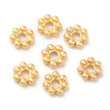 304 Stainless Steel Spacer Beads, Flower, Granulated Beads, Real 18K Gold Plated, 4x1.2mm, Hole: 1.4mm, 100pc/Set