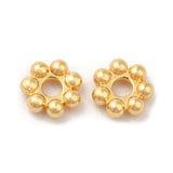 304 Stainless Steel Spacer Beads, Flower, Granulated Beads, Real 18K Gold Plated, 4x1.2mm, Hole: 1.4mm, 100pc/Set