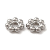 Non-Tarnish 304 Stainless Steel Spacer Beads, Flower, Granulated Beads, Stainless Steel Color, 4x1.2mm, Hole: 1.4mm, 100pc/Set