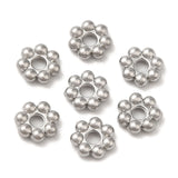 Non-Tarnish 304 Stainless Steel Spacer Beads, Flower, Granulated Beads, Stainless Steel Color, 4x1.2mm, Hole: 1.4mm, 100pc/Set