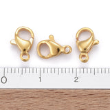 304 Stainless Steel Lobster Claw Clasps, Parrot Trigger Clasps, Real 24K Gold Plated, 3/8x1/4x1/8 inch(10x6x3mm), Hole: 1.2mm, 100pc/Set