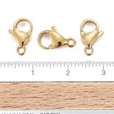 304 Stainless Steel Lobster Claw Clasps, Parrot Trigger Clasps, Real 24K Gold Plated, 3/8x1/4x1/8 inch(11x7x3.5mm), Hole: 1.2mm, 100pc/Set