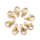 304 Stainless Steel Lobster Claw Clasps, Parrot Trigger Clasps, Real 24K Gold Plated, 3/8x1/4x1/8 inch(11x7x3.5mm), Hole: 1.2mm, 100pc/Set