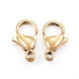 304 Stainless Steel Lobster Claw Clasps, Parrot Trigger Clasps, Real 24K Gold Plated, 12x7x3.5mm, Hole: 1.5mm, 100pc/Set