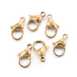 304 Stainless Steel Lobster Claw Clasps, Parrot Trigger Clasps, Real 24K Gold Plated, 12x7x3.5mm, Hole: 1.5mm, 100pc/Set