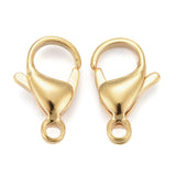 304 Stainless Steel Lobster Claw Clasps, Parrot Trigger Clasps, Real 24K Gold Plated, 15x9x4.5mm, Hole: 2mm, 100pc/Set