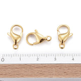 304 Stainless Steel Lobster Claw Clasps, Parrot Trigger Clasps, Real 24K Gold Plated, 15x9x4.5mm, Hole: 2mm, 100pc/Set