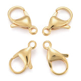 304 Stainless Steel Lobster Claw Clasps, Parrot Trigger Clasps, Real 24K Gold Plated, 15x9x4.5mm, Hole: 2mm, 100pc/Set