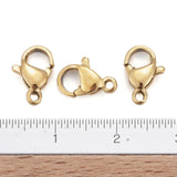 Ion Plating(IP) 304 Stainless Steel Lobster Claw Clasps, Parrot Trigger Clasps, Real 18k Gold Plated, 10x6x3mm, Hole: 1.5mm, 200pc/Set