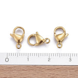 Ion Plating(IP) 304 Stainless Steel Lobster Claw Clasps, Parrot Trigger Clasps, Real 18k Gold Plated, 11x7x3mm, Hole: 1.5mm, 100pc/Set