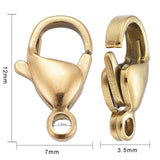 Ion Plating(IP) 304 Stainless Steel Lobster Claw Clasps, Parrot Trigger Clasps, Real 18k Gold Plated, 12x7x3.5mm, Hole: 1.5mm, 100pc/Set