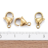 Ion Plating(IP) 304 Stainless Steel Lobster Claw Clasps, Parrot Trigger Clasps, Real 18k Gold Plated, 12x7x3.5mm, Hole: 1.5mm, 100pc/Set