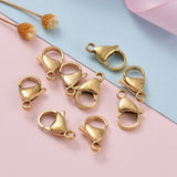 Ion Plating(IP) 304 Stainless Steel Lobster Claw Clasps, Parrot Trigger Clasps, Real 18k Gold Plated, 15x9x4.5mm, Hole: 2mm, 100pc/Set