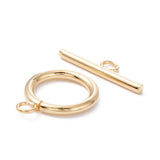 304 Stainless Steel Toggle Clasps, Real 18K Gold Plated, Ring: 23x18x2.5mm, Hole: 3mm, Bar: 25x7.5x2.5mm, Hole: 3mm, 10Set/Set