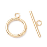 304 Stainless Steel Toggle Clasps, Real 18K Gold Plated, Ring: 23x18x2.5mm, Hole: 3mm, Bar: 25x7.5x2.5mm, Hole: 3mm, 10Set/Set