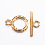 304 Stainless Steel Toggle Clasps, Real 18k Gold Plated, Ring: 16x12x2mm, Hole: 2.5mm, Bar: 18x7x2mm, Hole: 3mm, 50Set/Set