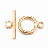 304 Stainless Steel Toggle Clasps, Real 18k Gold Plated, Ring: 16x12x2mm, Hole: 2.5mm, Bar: 18x7x2mm, Hole: 3mm, 50Set/Set