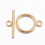 304 Stainless Steel Toggle Clasps, Real 18k Gold Plated, Ring: 21x16x2mm, hole: 3mm, Bar: 23x7x2mm, Hole: 3mm, 50Set/Set