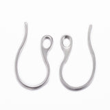 304 Stainless Steel Earring Hooks, Ear Wire, with Horizontal Loop, Stainless Steel Color, 22x11.5x1mm, 18 Gauge, Hole: 2.5x3.5mm, 100pcs/Set