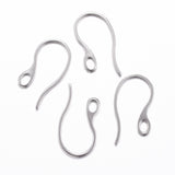 304 Stainless Steel Earring Hooks, Ear Wire, with Horizontal Loop, Stainless Steel Color, 22x11.5x1mm, 18 Gauge, Hole: 2.5x3.5mm, 100pcs/Set