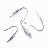 Tarnish Resistant 316 Surgical Stainless Steel Earring Hooks, Ear Wire, with Vertical Loop, Stainless Steel Color, 19.5x4.5x1mm, 18 Gauge, Hole: 1.2mm, 100pc/Set