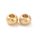 304 Stainless Steel Beads, Round, Real 18K Gold Plated, 3x2mm, Hole: 1.2mm, 100pcs/Set