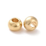 304 Stainless Steel Beads, Round, Real 18K Gold Plated, 3x2mm, Hole: 1.2mm, 100pcs/Set