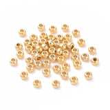 304 Stainless Steel Beads, Round, Real 18K Gold Plated, 3x2mm, Hole: 1.2mm, 100pcs/Set