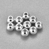 304 Stainless Steel Beads, Round, Silver, 3x2mm, Hole: 1.2mm, 100pc/Set