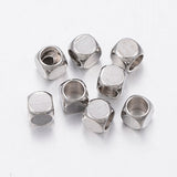 Tarnish Resistant 304 Stainless Steel Beads, Cube, Stainless Steel Color, 2x2x2mm, Hole: 1.5mm, 100pc/Set