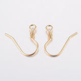 304 Stainless Steel Earring Hooks, Ear Wire, with Horizontal Loop, Real 18k Gold Plated, 17x18x2.4mm, Hole: 1.8mm, 21 Gauge, Pin: 0.7mm, 100pcs/Set