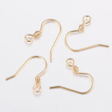 304 Stainless Steel Earring Hooks, Ear Wire, with Horizontal Loop, Real 18k Gold Plated, 17x18x2.4mm, Hole: 1.8mm, 21 Gauge, Pin: 0.7mm, 100pcs/Set