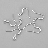 304 Stainless Steel French Earring Hooks, Flat Earring Hooks, Ear Wire, with Horizontal Loop, Silver, 17~18x16x1.5mm, Hole: 2.5mm, 20 Gauge, Pin: 0.8mm, 100pcs/Set