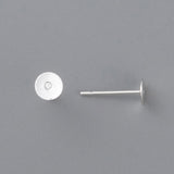 304 Stainless Steel Stud Earring Findings, Flat Round, Silver, 5x0.3mm, Pin: 0.7mm, 100pc/Set