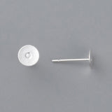 304 Stainless Steel Stud Earring Findings, Flat Round, Silver, 6x0.3mm, Pin: 0.7mm, 100pcs/Set