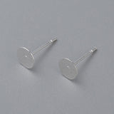 304 Stainless Steel Stud Earring Findings, Flat Round, Silver, 6x0.3mm, Pin: 0.7mm, 100pcs/Set