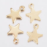 304 Stainless Steel Charms, Star, Golden, 10x8x0.8mm, Hole: 1.2mm, 100pc/Set