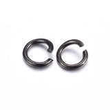 304 Stainless Steel Open Jump Rings, Electrophoresis Black, 18 Gauge, 6x1mm, Inner Diameter: 4mm, 200pc/Set