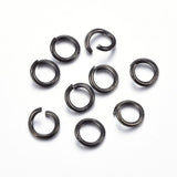 304 Stainless Steel Open Jump Rings, Electrophoresis Black, 18 Gauge, 6x1mm, Inner Diameter: 4mm, 200pc/Set