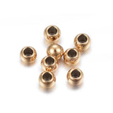 Ion Plating(IP) 304 Stainless Steel Beads, Rondelle, Golden, 2.5x1.8mm, Hole: 1.2mm, 100pc/Set