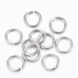 304 Stainless Steel Open Jump Rings, Stainless Steel Color, 18 Gauge, 8x1mm, Inner Diameter: 6mm, 1000pcs/Set