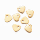 304 Stainless Steel Charms, Stamping Blank Tag, Heart, Real 24k Gold Plated, 5x6x1mm, Hole: 1mm, 100pc/Set