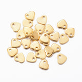 304 Stainless Steel Charms, Stamping Blank Tag, Heart, Real 24k Gold Plated, 5x6x1mm, Hole: 1mm, 100pc/Set