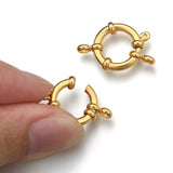 304 Stainless Steel Spring Ring Clasps, Long-Lasting Plated, Real 24K Gold Plated, 23x14x4mm, Hole: 2.5mm, 10pc/Set